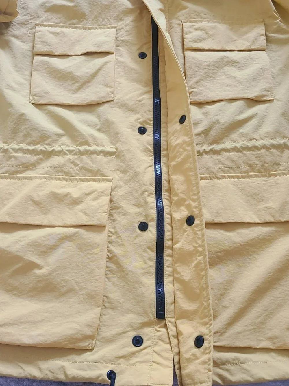 Old Navy Hooded Tech Rain Jacket XL Gold Yellow Utility Mesh Lined